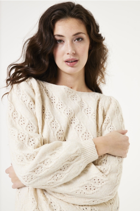 Garcia beige dames trui | Model vooraanzicht