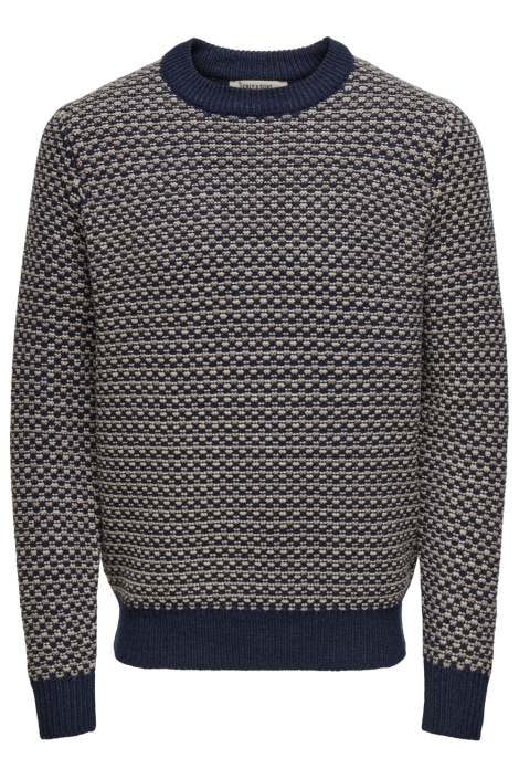 Only & Sons blauwe heren trui | Vooraanzicht