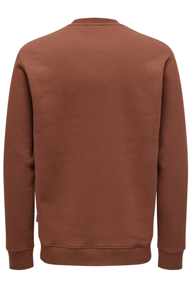 Only & Sons cognac heren sweater | Achteraanzicht