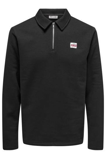 Only & Sons Trui ONSDAWSON REG HALFZIP SWEAT VD 22034751 JET BLACK/LOGO