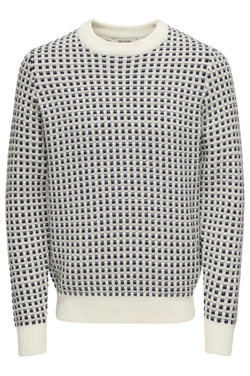 Only & Sons Trui ONSMUSA REG 3 STRUC CREW KNIT 22027268 EGRET