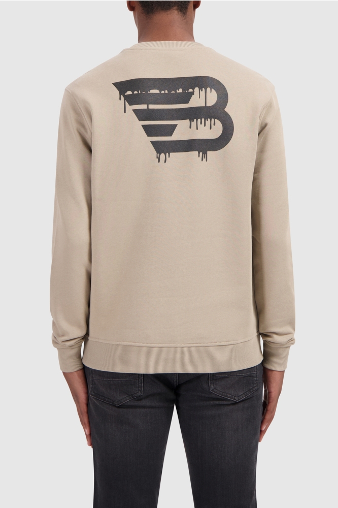 Ballin taupe heren sweater | Model achteraanzicht