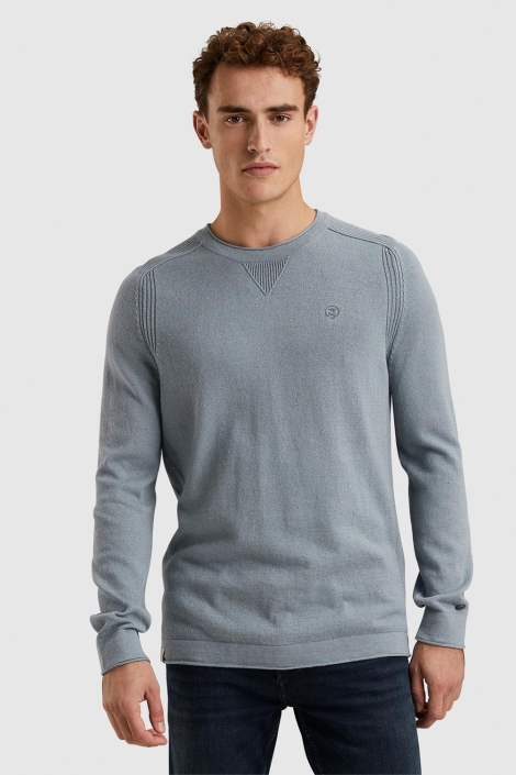 Cast Iron blauwe heren trui | Model vooraanzicht