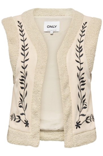 Only Vest ONLFRIDA FLOWER EMB. WAISTCOAT CS O 15324172 Pumice Stone/BLACK FLOWER