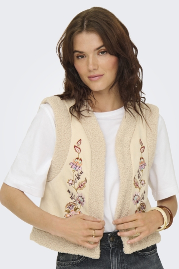 Only ONLFRIDA FLOWER EMB. WAISTCOAT CS O 15324172 Pumice Stone/MULTI COLOR
