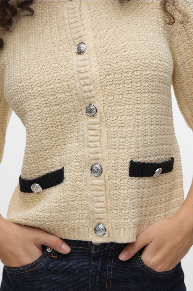 VMHARPER 2/4 BUTTON PULLOVER EXP 10327603 BIRCH/WITH BLACK