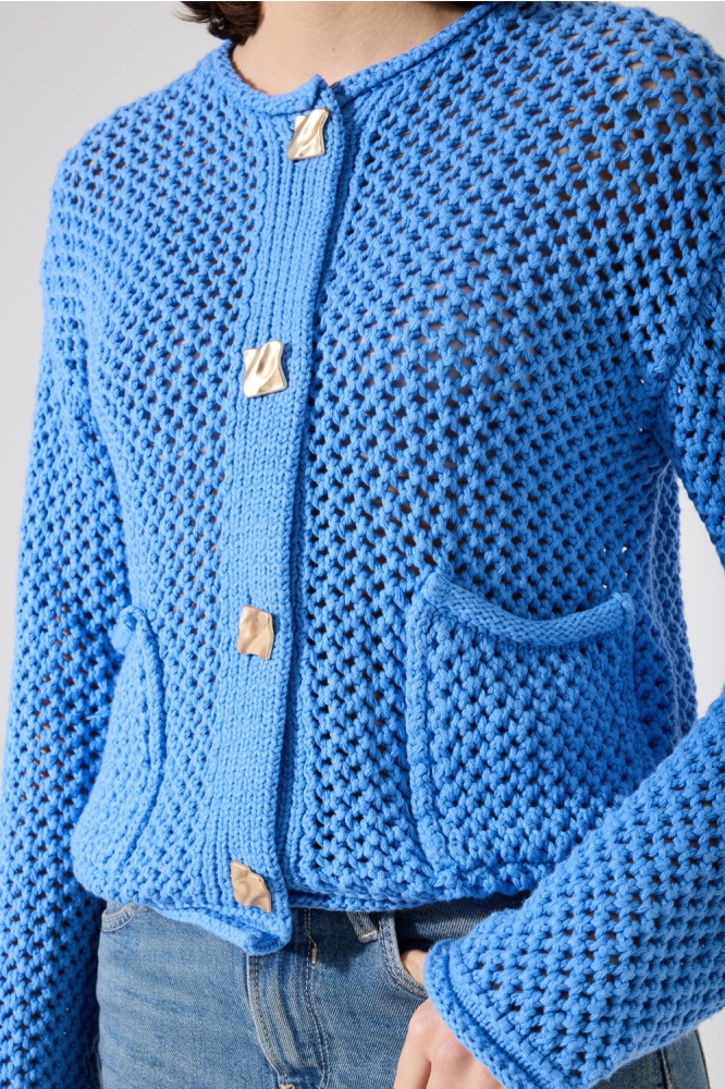 Garcia blauwe dames vest | Close up