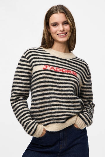 Pieces Trui PCJADA LS O-NECK KNIT BC 17159323 BIRCH/ BLACK JA