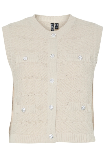 Pieces Vest PCJENA SL O-NECK KNIT VEST BC 17159479 SILVER LINING