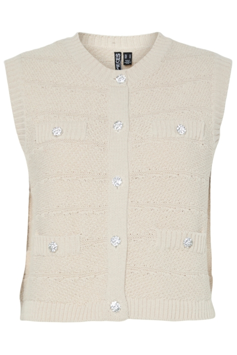 Pieces beige dames gilet | Vooraanzicht