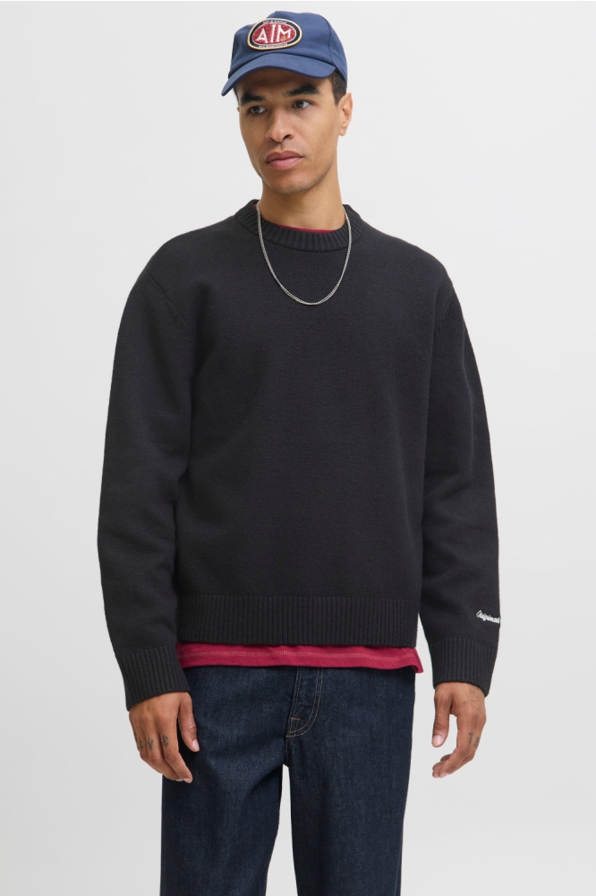 Jack & Jones zwarte heren trui | Model vooraanzicht