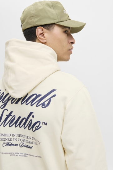 Jack & Jones Trui JORNORREBRO TYPO BACK SWEAT HOOD SN 12283054 Antique White