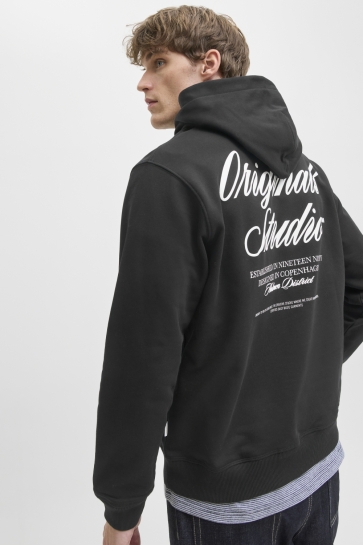 Jack & Jones Trui JORNORREBRO TYPO BACK SWEAT HOOD SN 12283054 BLACK
