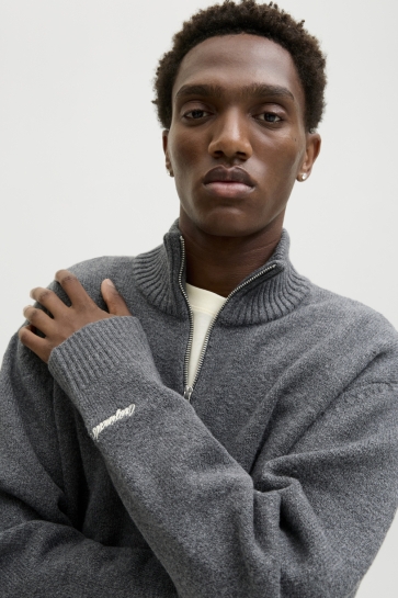 Jack & Jones JORNORREBRO KNIT HALF ZIP SN 12282749 Dark Grey Melange
