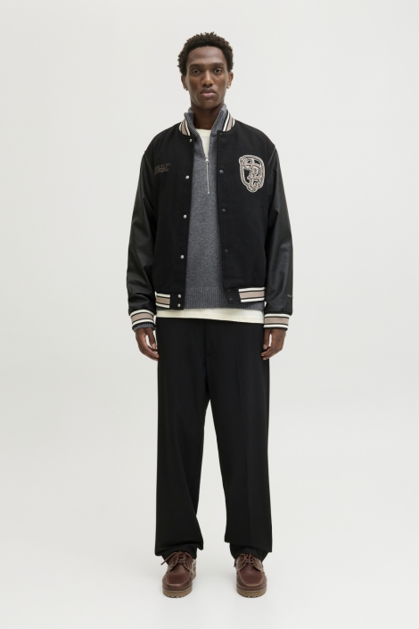 Jack & Jones grijze heren trui | Close up