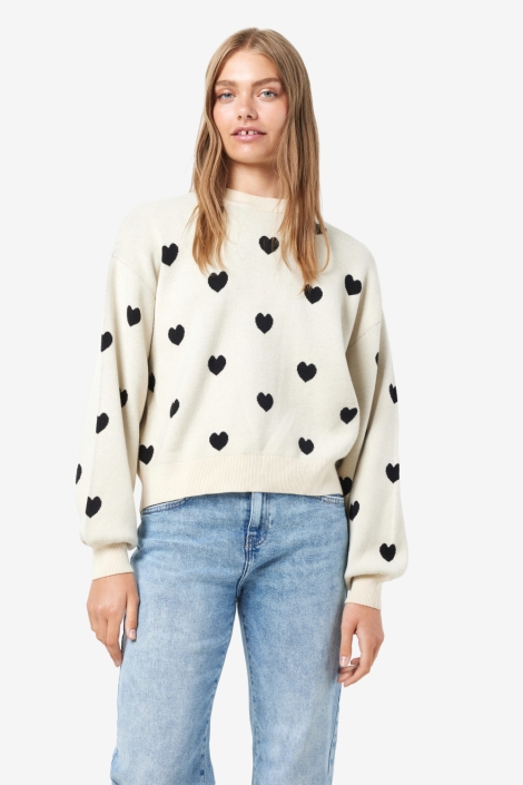 Noisy may beige dames trui | Model vooraanzicht