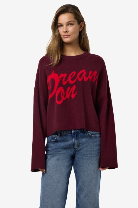 Noisy may bordeaux dames trui | Model vooraanzicht