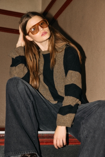 Noisy may NMAGATHA L/S WIDE SLEEVE KNIT FWD D 27034700 MOREL/BLACK