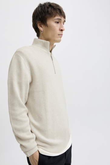 Jack & Jones JPRBLAMILANO STITCH KNIT HALF ZIP S 12259664 CLOUD DANCER/MELANGE