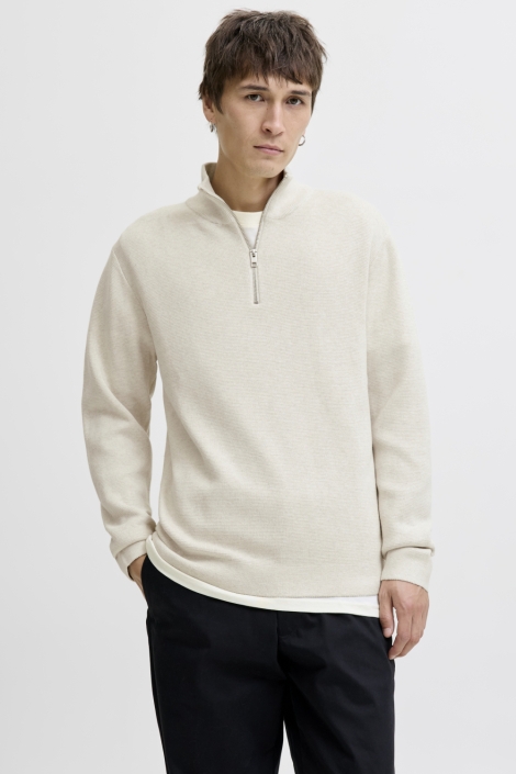 Jack & Jones beige heren trui | Model vooraanzicht