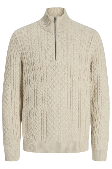 Jack & Jones Trui JPRBLUSEAN KNIT CABLE HALF ZIP SN 12283487 SILVER LINING/MELANGE