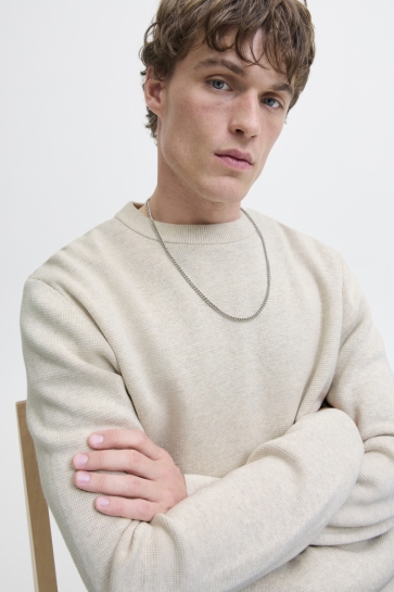Jack & Jones JPRBLAMILANO STITCH KNIT CREW NECK 12259666 CLOUD DANCER /MEANGE