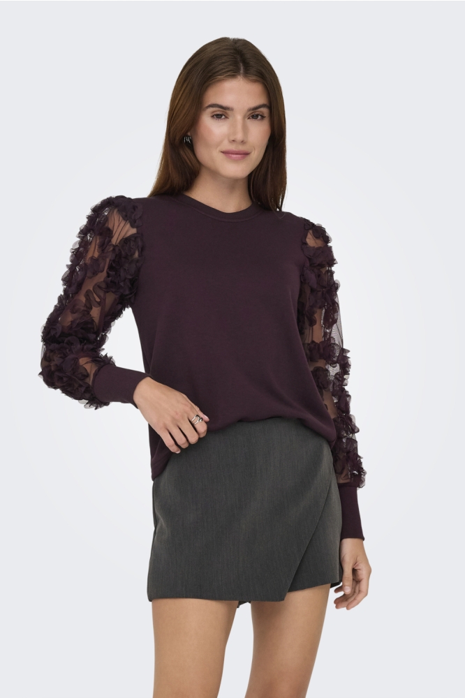 Jacqueline de Yong bordeaux dames sweater | Model vooraanzicht