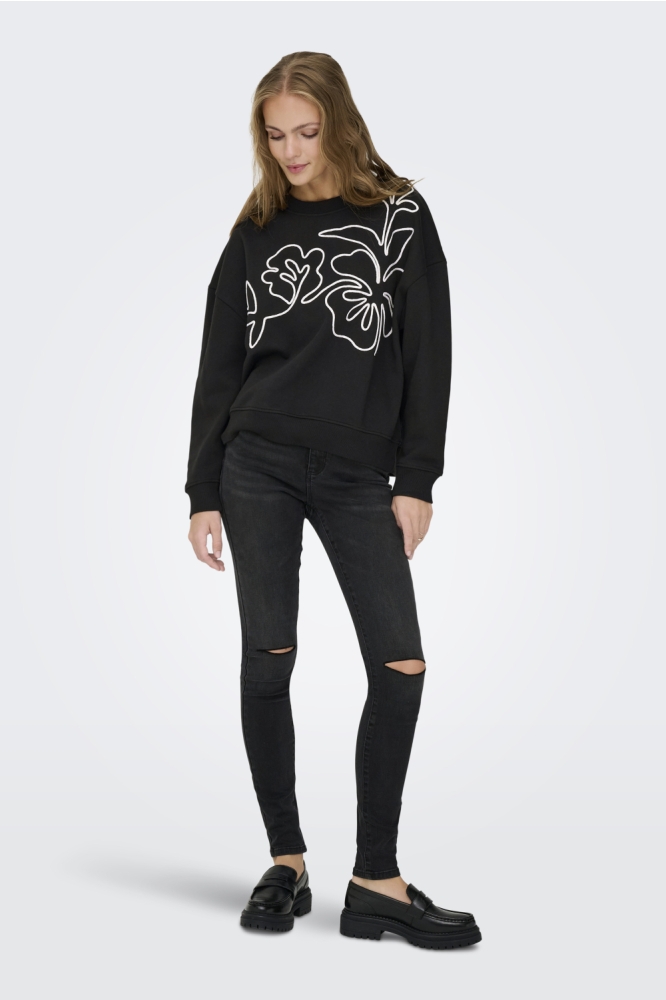 Jacqueline de Yong zwarte dames sweater | Model
