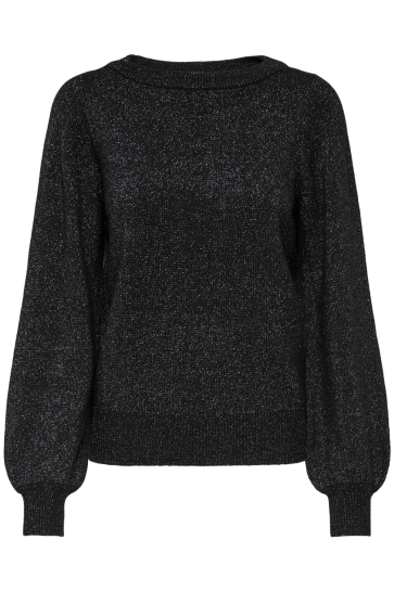 Jacqueline de Yong JDYRUE GLITTER L/S BOAT PULLOVE KNT 15330648 Black/W. BLACK L