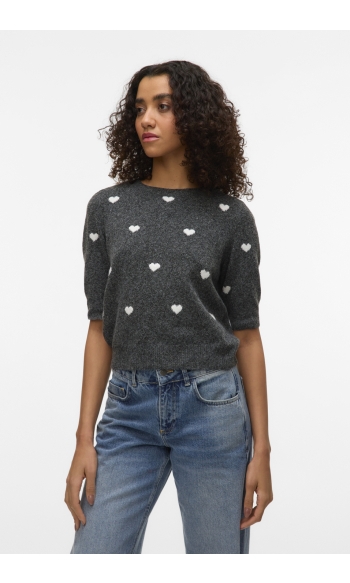 VMDOFFY INTARSIA 2/4 O-NK PULLOV GA 10330793 DARK GREY MELANGE