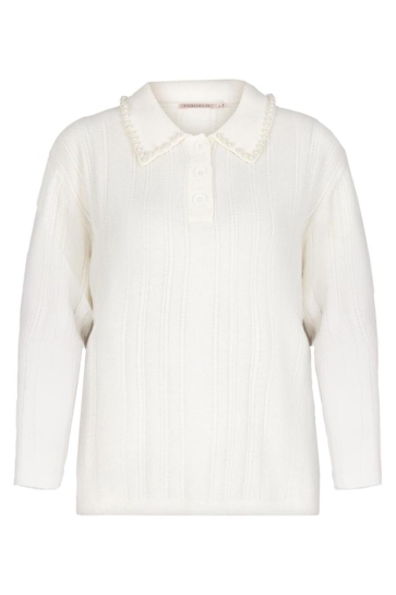 EsQualo SWEATER OVERSIZED WOOL CASHMERE F25 27512 120 off white