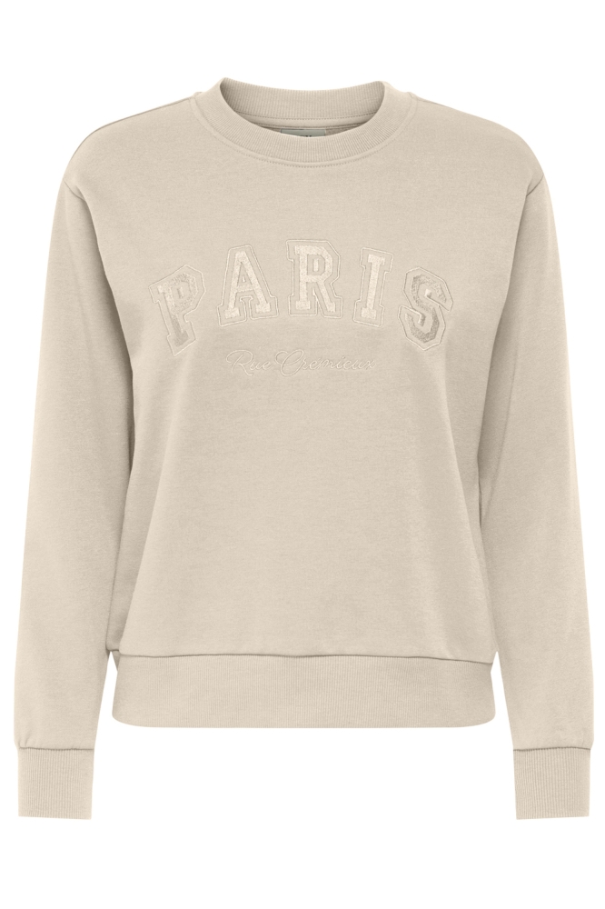 Jacqueline de Yong beige dames sweater | Vooraanzicht