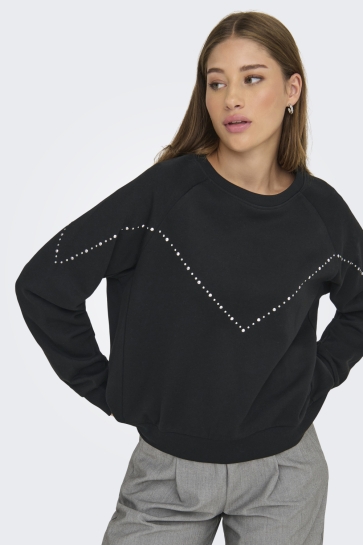 Jacqueline de Yong JDYLENA L/S STUD SWEAT JRS 15352914 BLACK/SEQUINCE