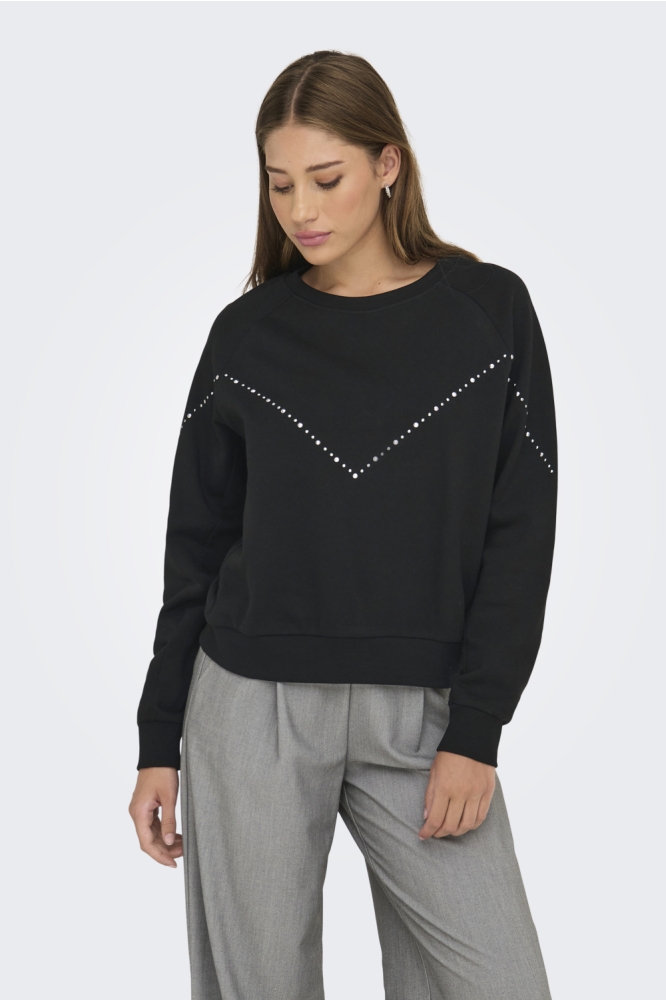 Jacqueline de Yong zwarte dames sweater | Model vooraanzicht