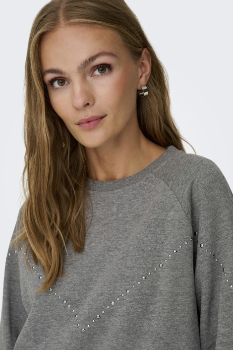 Jacqueline de Yong grijze dames sweater | Close up