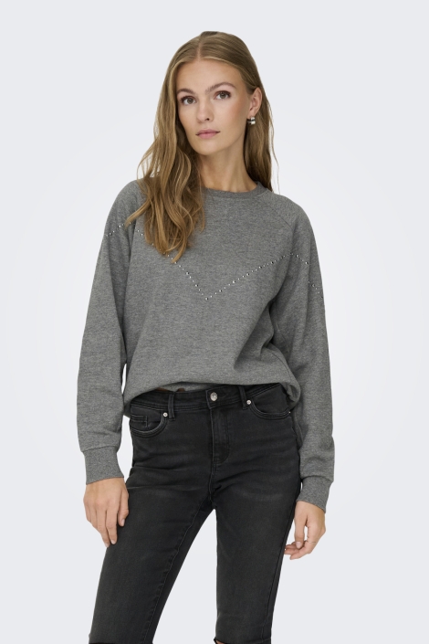 Jacqueline de Yong grijze dames sweater | Model