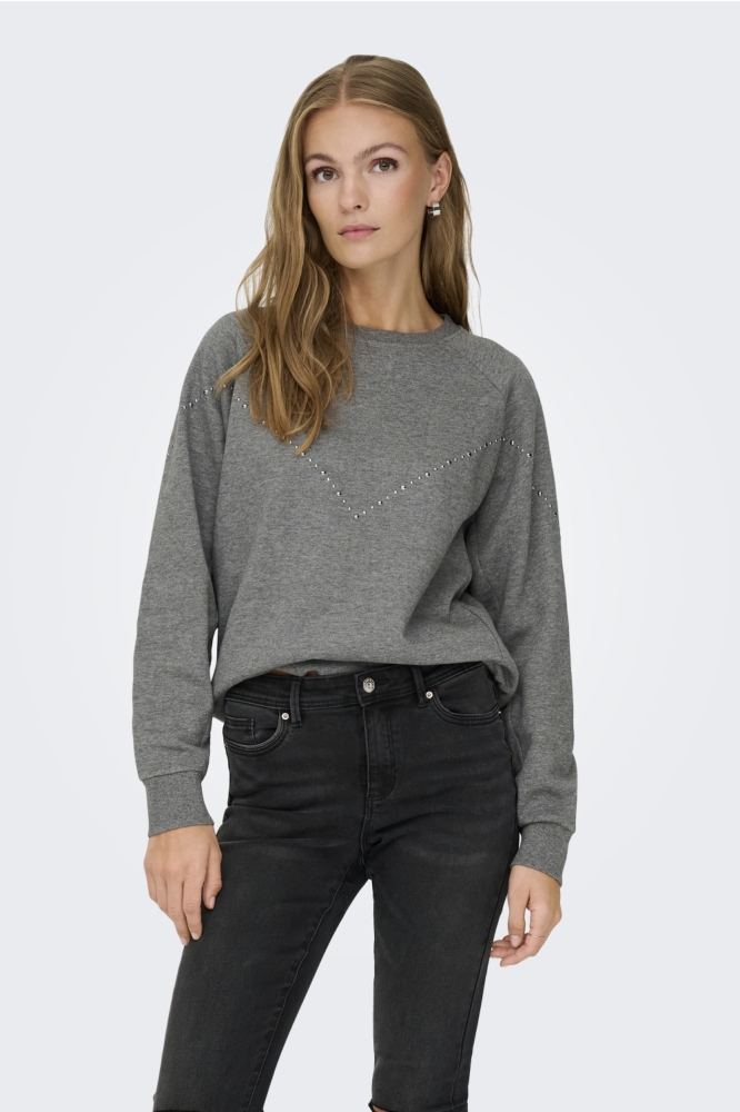 Jacqueline de Yong grijze dames sweater | Model