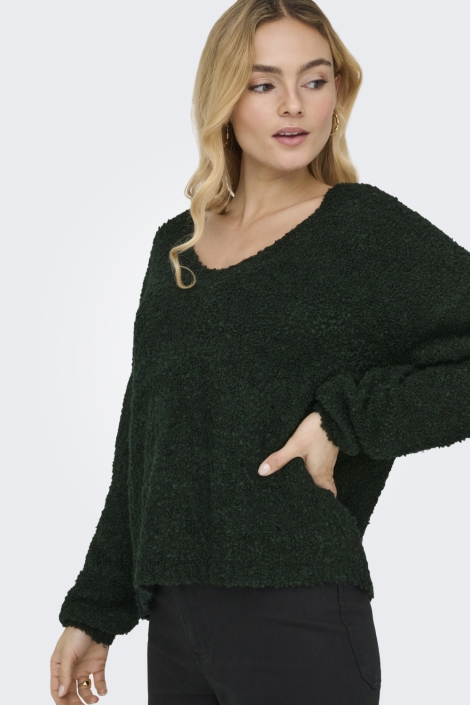 Jacqueline de Yong groene dames trui | Model vooraanzicht