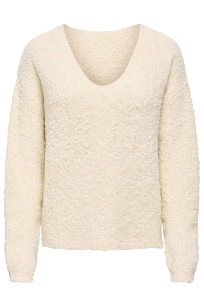 Jacqueline de Yong ecru dames trui | Vooraanzicht