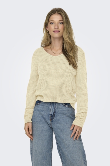 Jacqueline de Yong Trui JDYELLEN L/S V-NECK PULLOVER KNT 15308897 Whitecap Gray