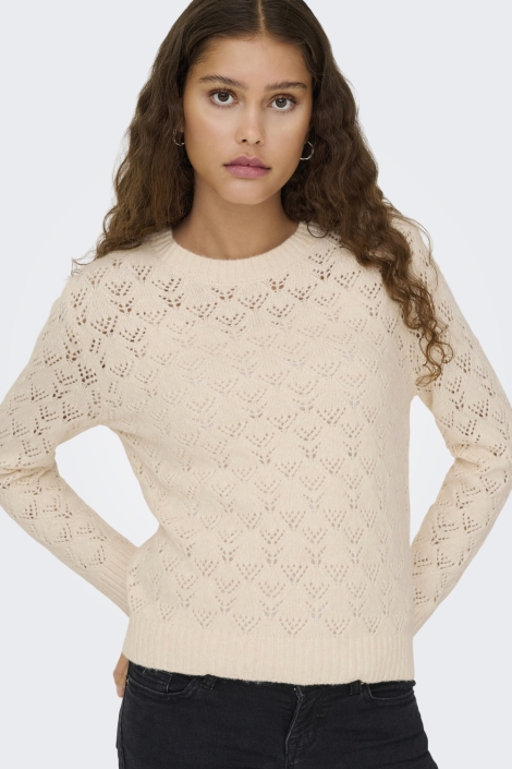 Jacqueline de Yong beige dames trui | Model vooraanzicht