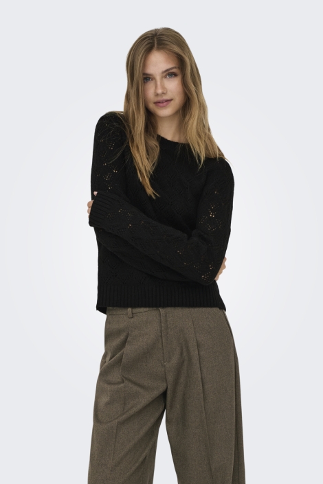 Jacqueline de Yong zwarte dames trui | Model vooraanzicht
