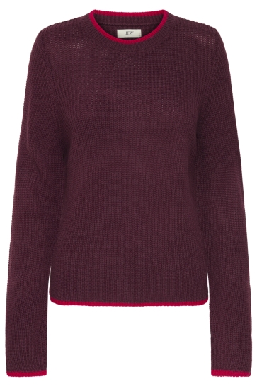 Jacqueline de Yong Trui JDYEVIE L/S ON CONTRAST PULLOVER KN 15355557 Maroon Banner