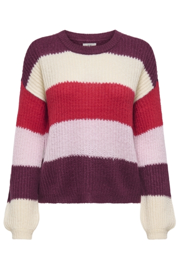 Jacqueline de Yong Trui JDYBADUT L/S PULLOVER KNT 15211499 MAROON BANNER/WHITECAP