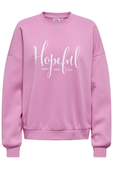 Only Trui ONLBETTY L/S O-NECK PRINT BOX CS SW 15350677 FUCHSIA PINK/HOPEFULL