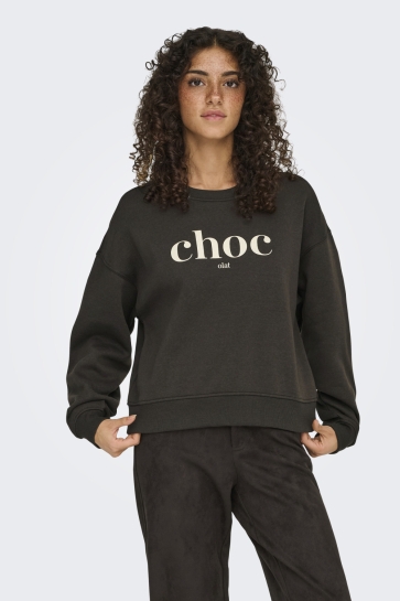 Only Trui ONLBEST L/S PRINT CREW NECK SWT 15357681 CHOCOLATE