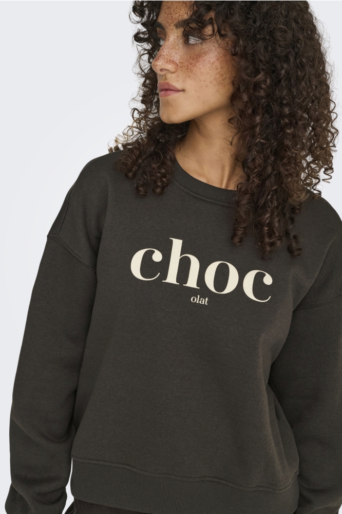 Only bruine dames sweater | Model vooraanzicht
