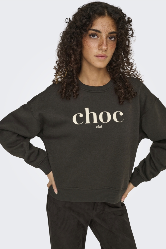 Only bruine dames sweater | Model vooraanzicht