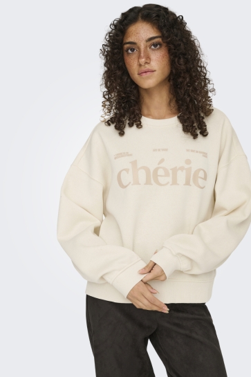 Only Trui ONLBEST L/S PRINT CREW NECK SWT 15357681 BIRCH/CHERIE