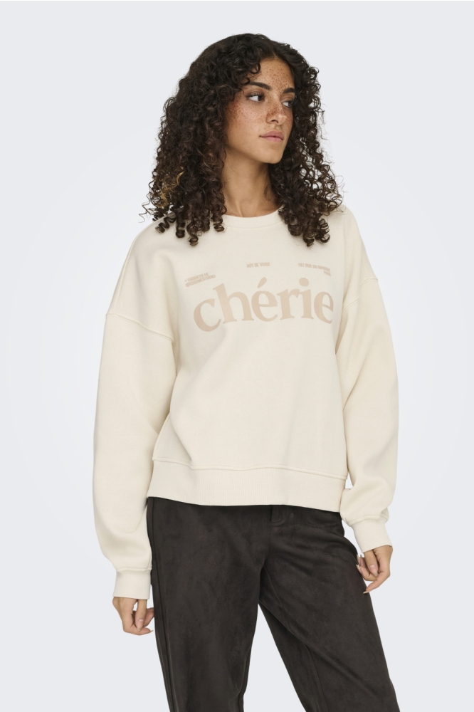 Only beige dames sweater | Model vooraanzicht